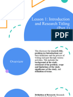 Lesson 1 Introduction and Research Titling (Part 1)