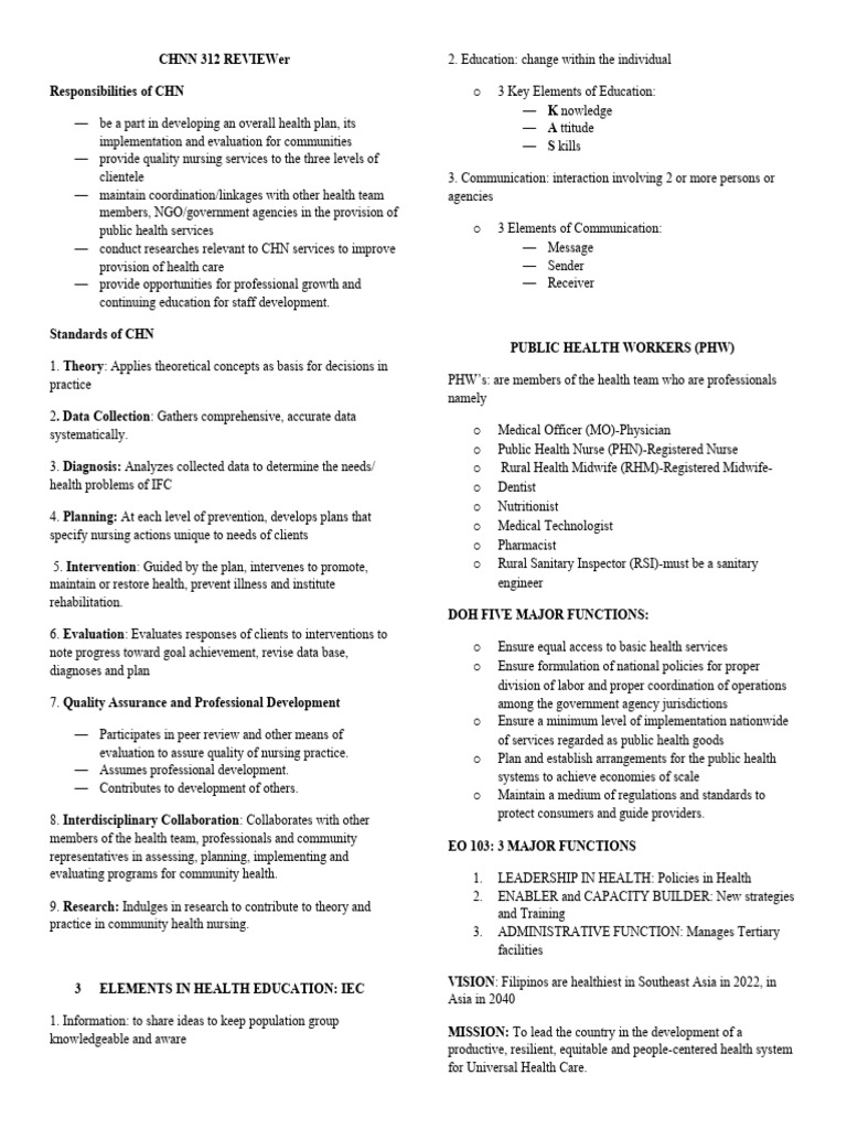 CHNN 312 Responsibilities and Standards | PDF | Preventive Healthcare ...