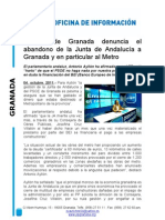 El PP de Granada Denuncia El Abandono de La Junta de Andalucía A Granada y en Particular Al Metro