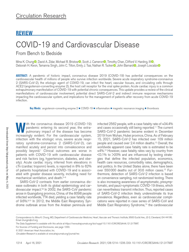 Covid 19 and Cardiovascular Disease Circ Res April 2021 | PDF ...