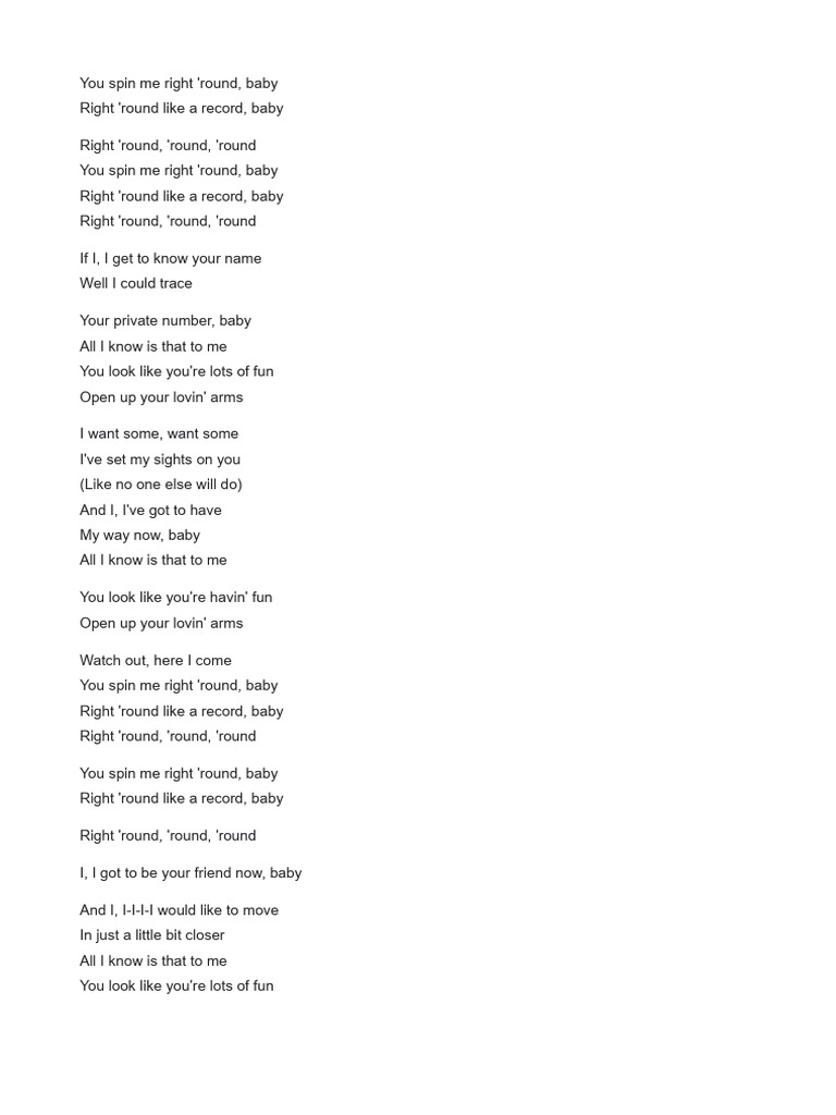 You Spin Me Round | PDF