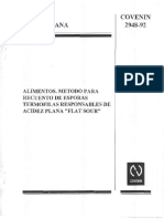 COVENIN. Metodo para recuento de esporas termofilas 2948-92