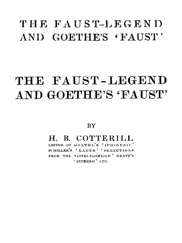 The Faust Legend and Goethes Faust | PDF