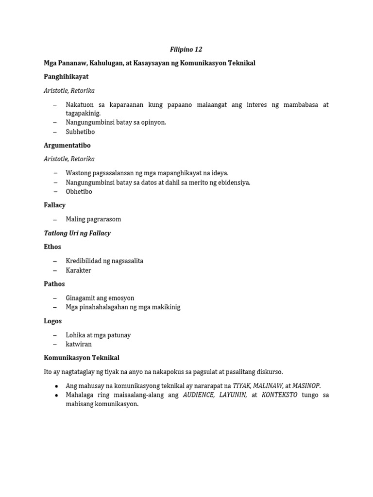 Filipino Reviewer | PDF
