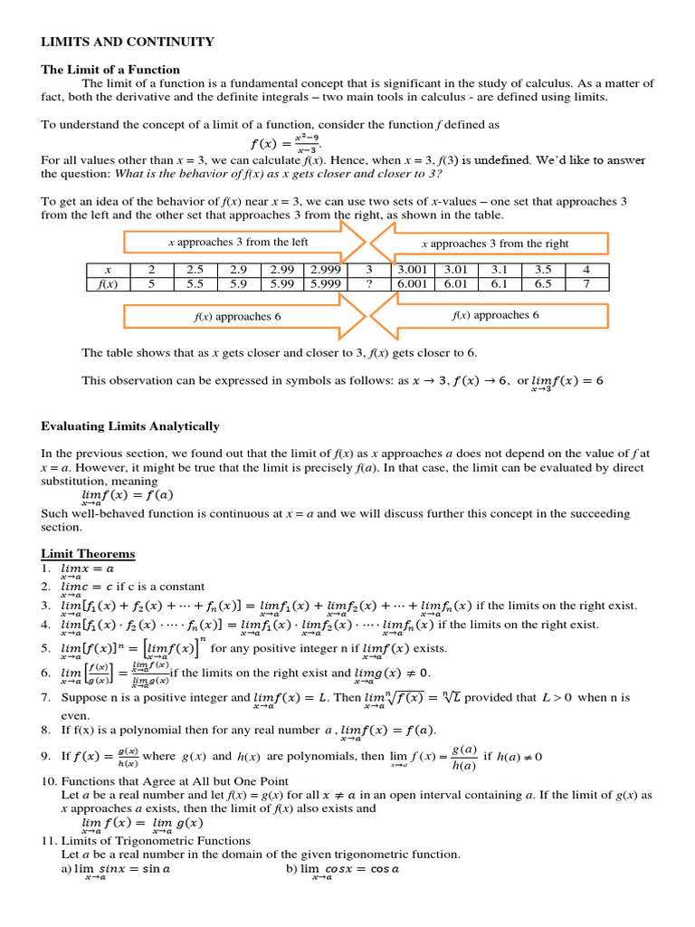 Week 3 Limits and Continuity PDF Function (Mathematics) Calculus