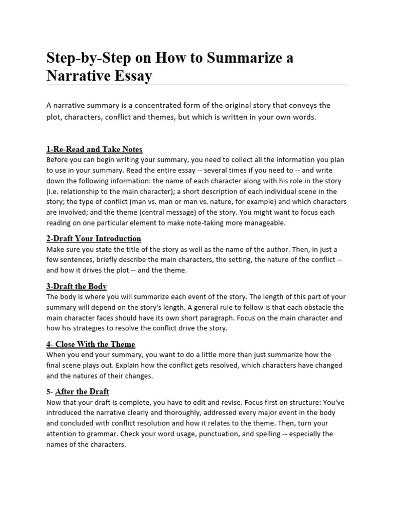 Steps of Writing A Narrative Summary | PDF