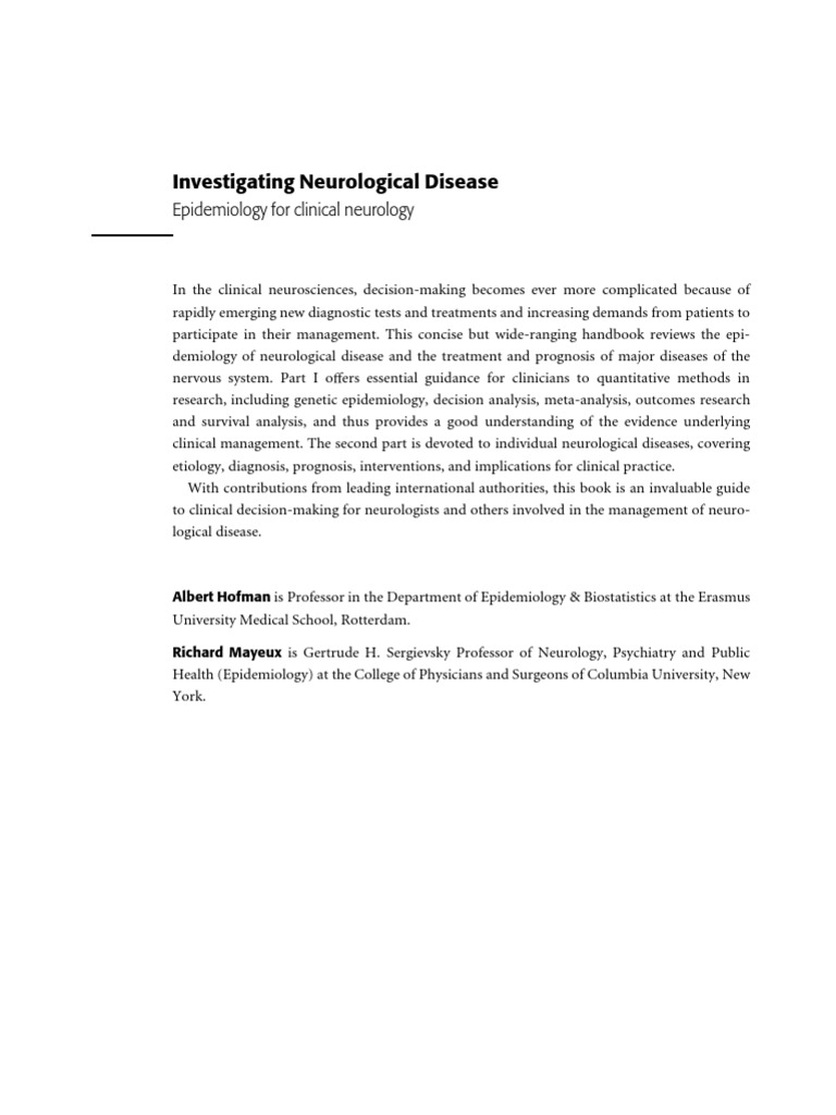 Investigating Neuro Disease | PDF | Cohort Study | Dominance