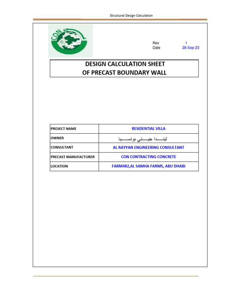 BW - Calculation Sheet - Rev01 | PDF | Concrete | Strength Of Materials