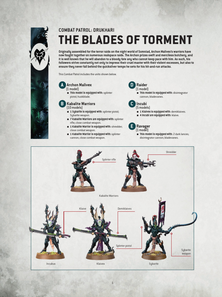 Warhammer 40 000 – Combat Patrol : Drukhari (2025) – 13 Figurines à Assembler Et Peindre
