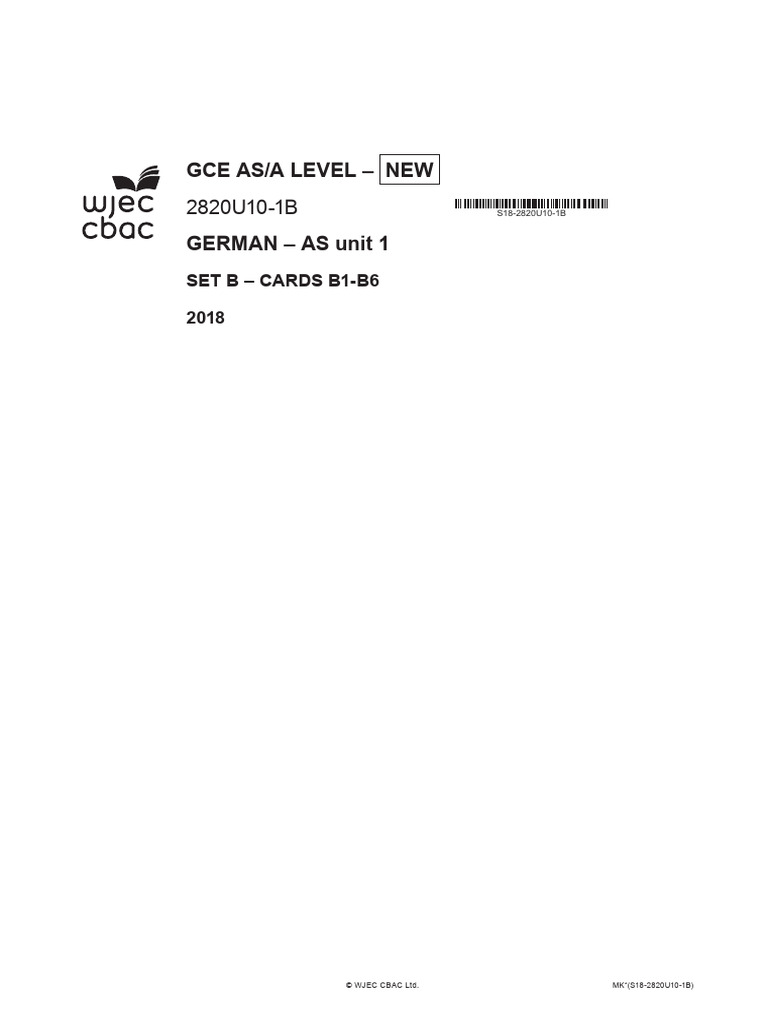German AS oral cards set B 2018 | PDF
