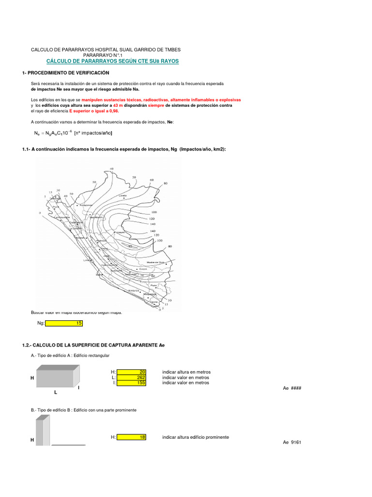 Cálculo de Pararrayos para Hospital Tumbes | PDF