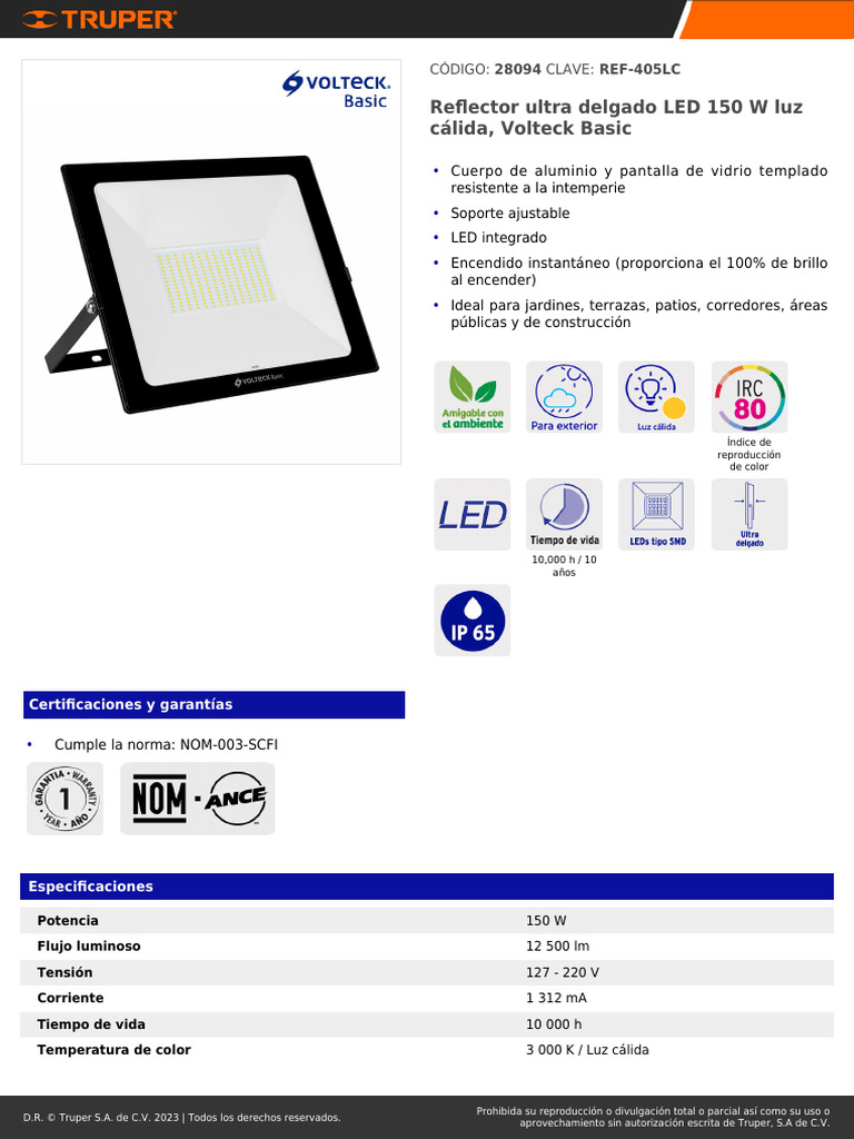Reflector LED 150W | PDF | Diodo emisor de luz | Ciencias fisicas