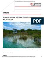 La Jornada - Ejidos Se Oponen A Modelo Turístico en Zona Maya Ka'an, en QR