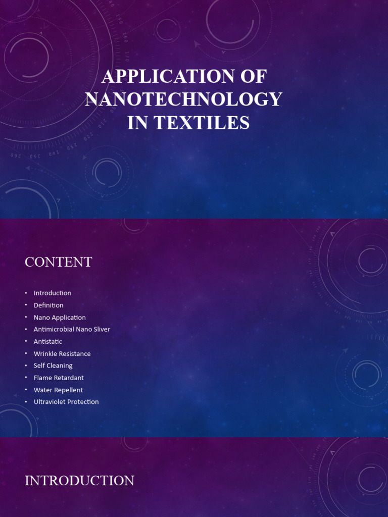 Final PPT Application of Nanotechnology in Textiles | PDF