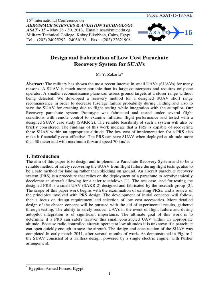 Design and Fabrication of Low Cost Parachute PDF