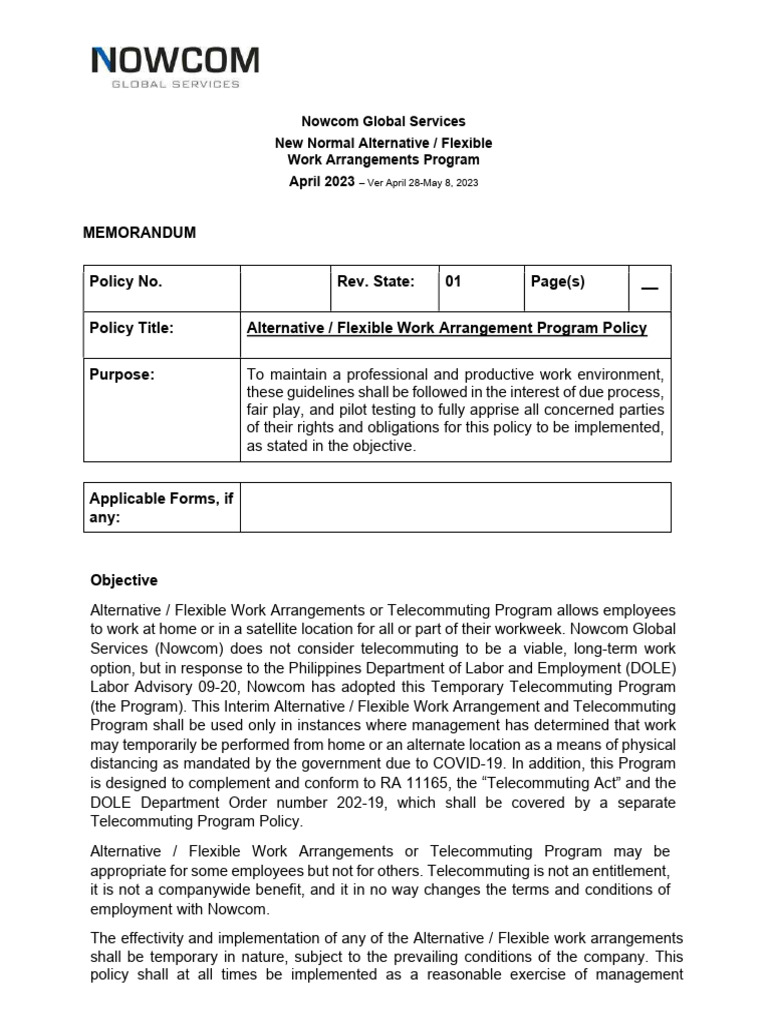 Nowcom Global Services New Normal Alternative / Flexible Work ...