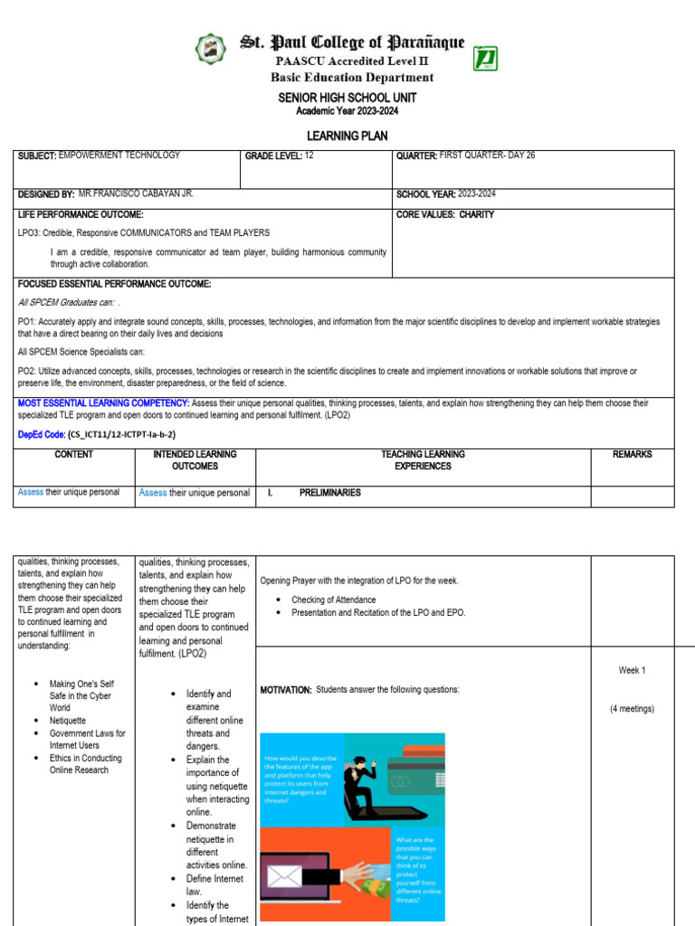 Quarter 1-Emp Tech - Week 2... | PDF | Career & Growth | Computers