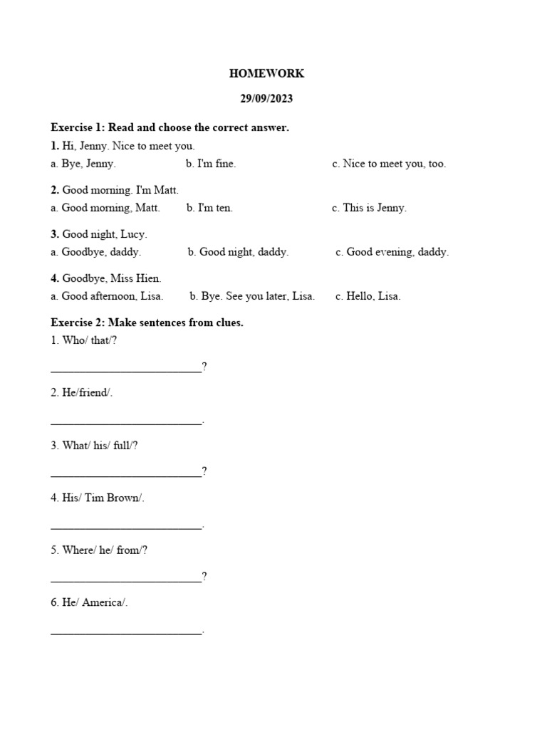 HOMEWORK for kid grade 3 | PDF