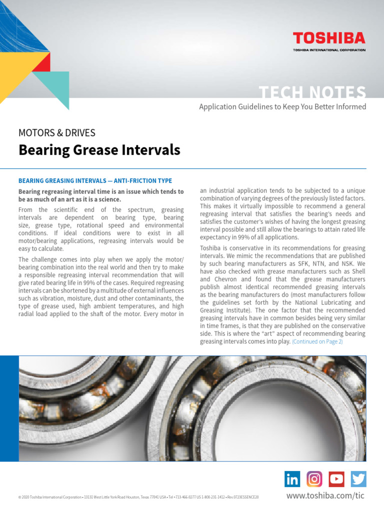 Motor TechNotes Bearing Grease Intervals PDF