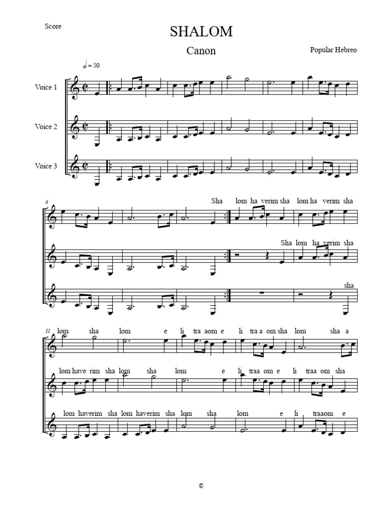 Shalom A 3 Voces | PDF