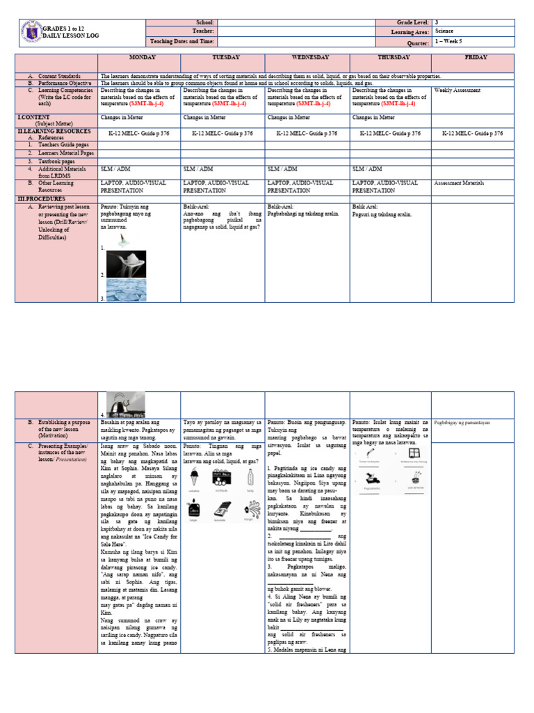 Science q1 w5 PDF Physical Chemistry Applied And