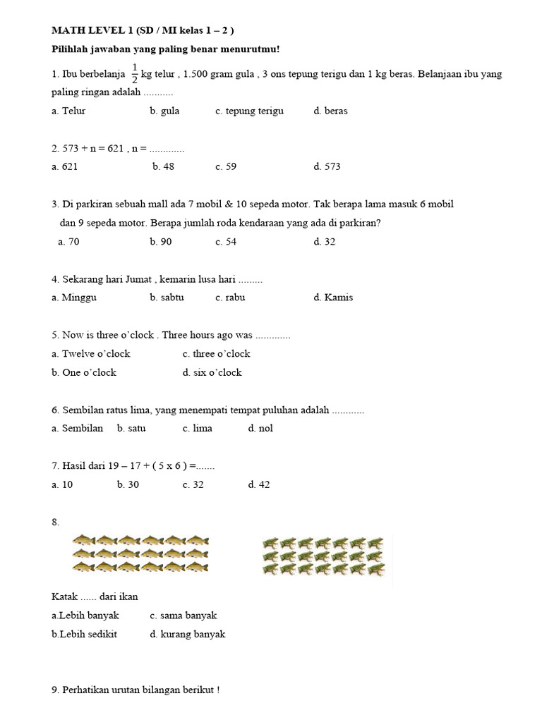 Contoh Soal Osn Matematika Tingkat Provinsi Level 1 Pdf