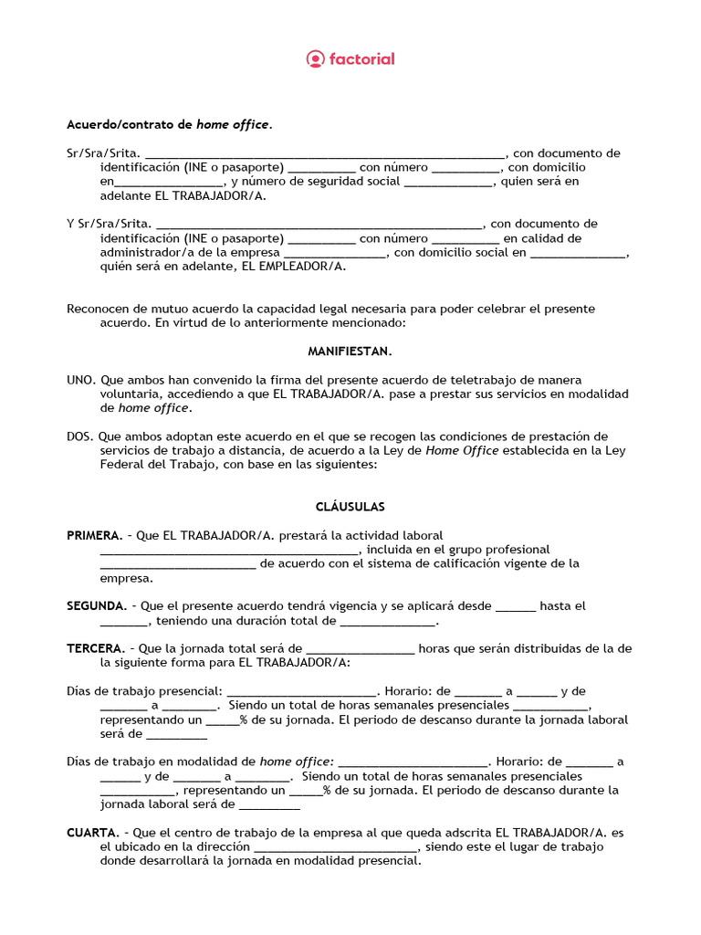Plantilla De Contrato Simple Microsoft Word
