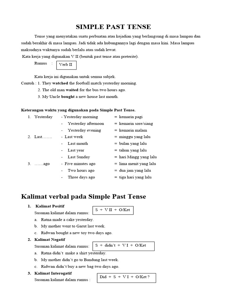 Simple Past Tense | PDF