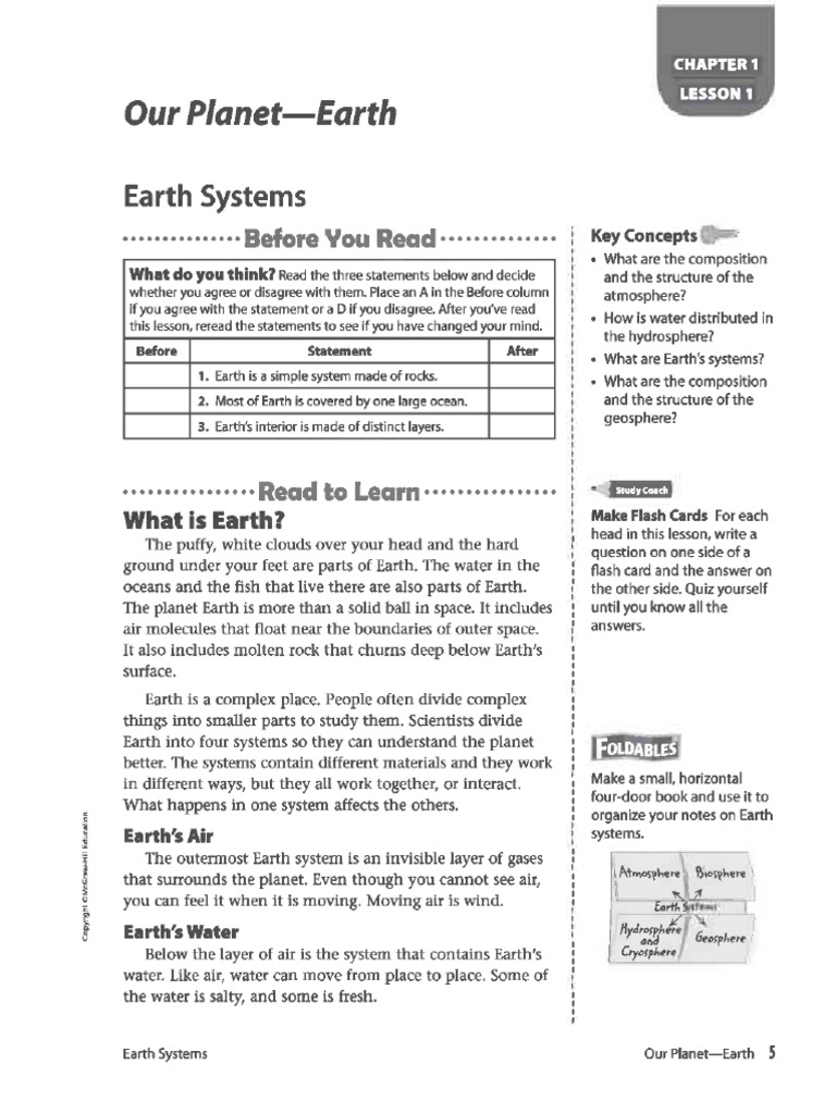 Lesson 1 Earth Systems PDF Atmosphere Atmosphere Of Earth