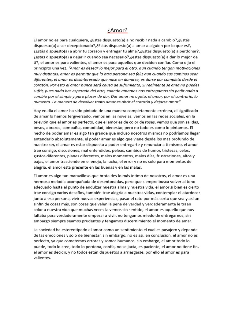 El Amor No Es para Cualquiera | PDF | Amor