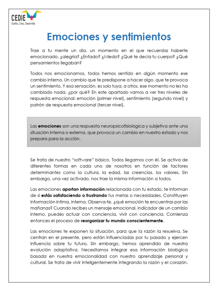 Emociones y Sentimientos | PDF | Crecimiento personal y profesional