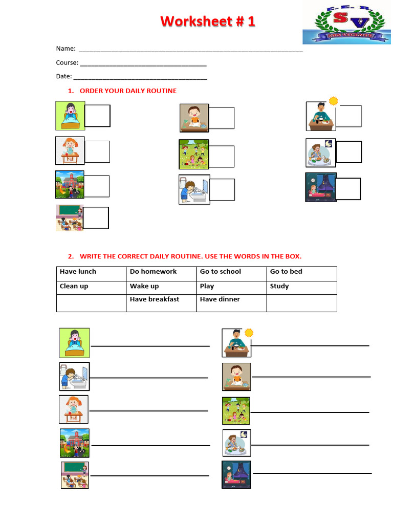 Daily Routine Worksheet for Kids | PDF | Language Arts & Discipline