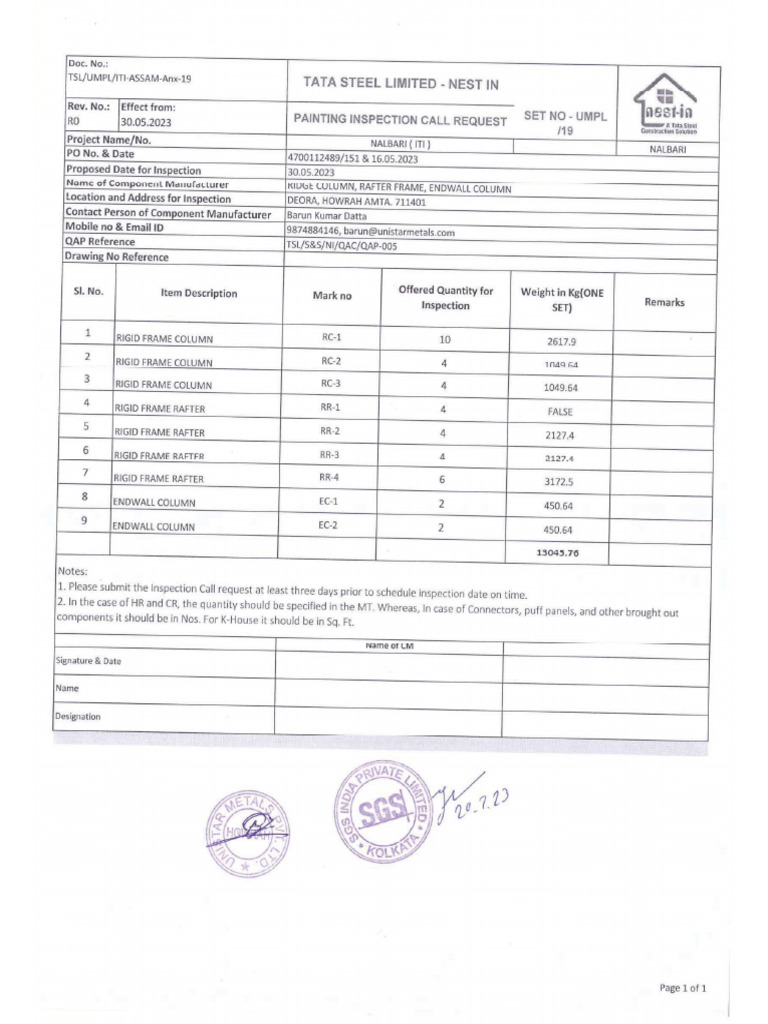 HR Paint Batch Certificate PDF