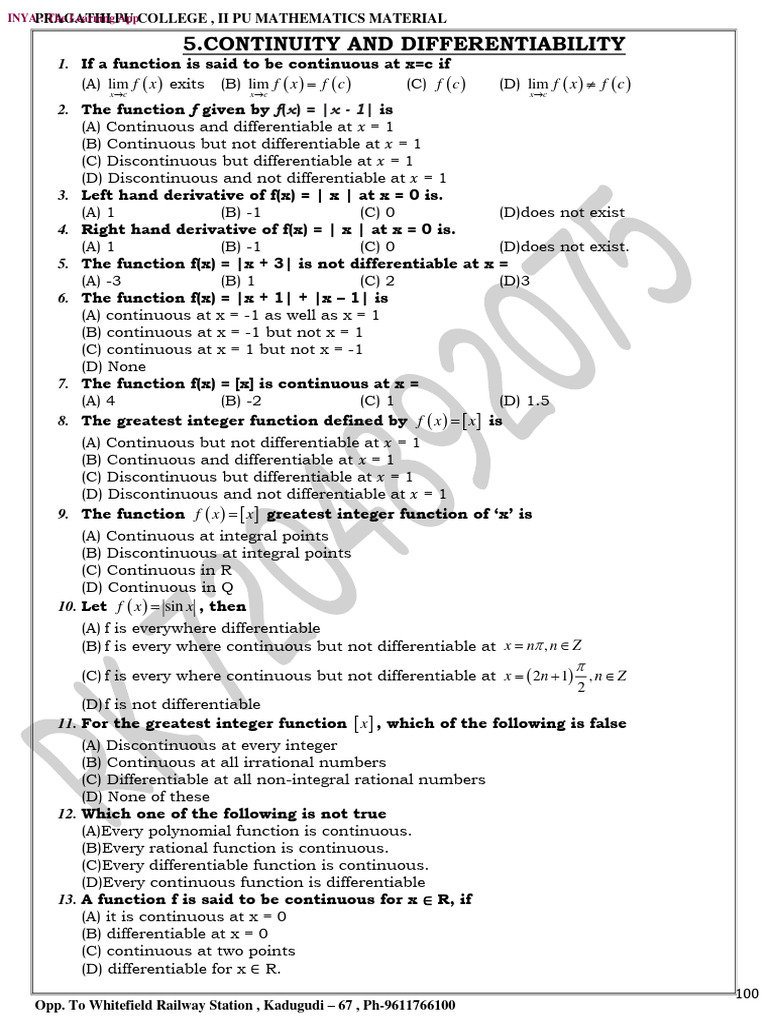 591538946222219109 05. Continuity and Differentiability Mcq PDF