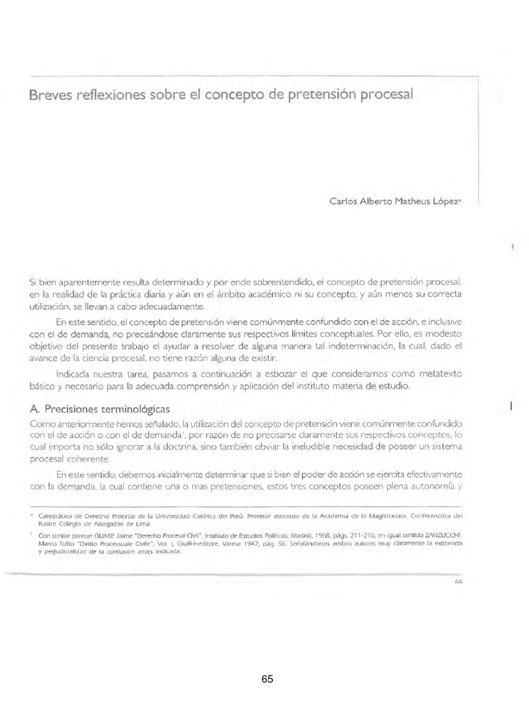 La Pretensión Procesal - Matheus | PDF