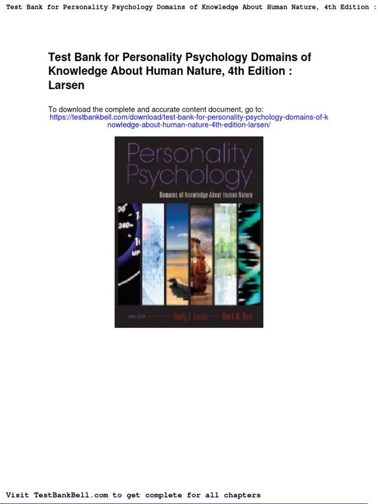 Test Bank For Personality Psychology Domains