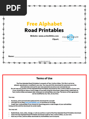 Free Uppercase Alphabet Road Printables - Active Littles