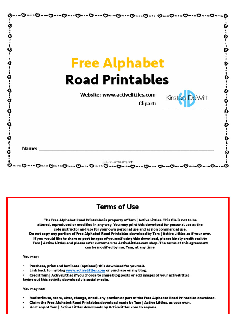 Free Uppercase Alphabet Road Printables Active Littles PDF