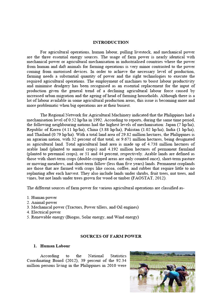 Sources of Farm Power | PDF