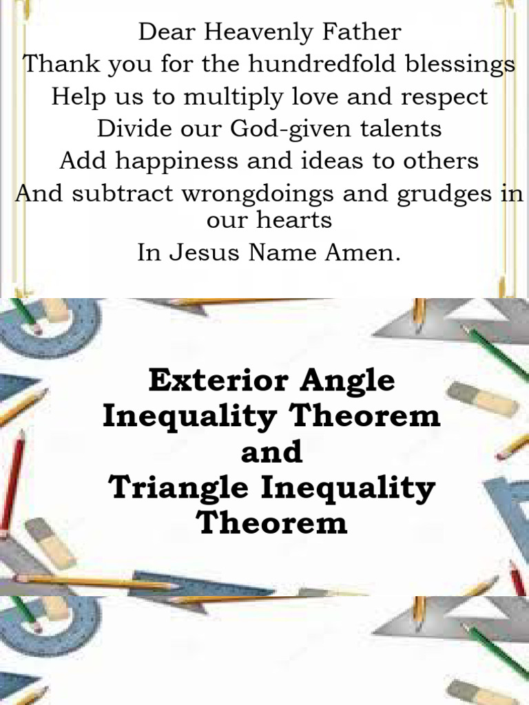 Exterior Angle Inequality Theoem and Triangle Inequality Theorem PDF
