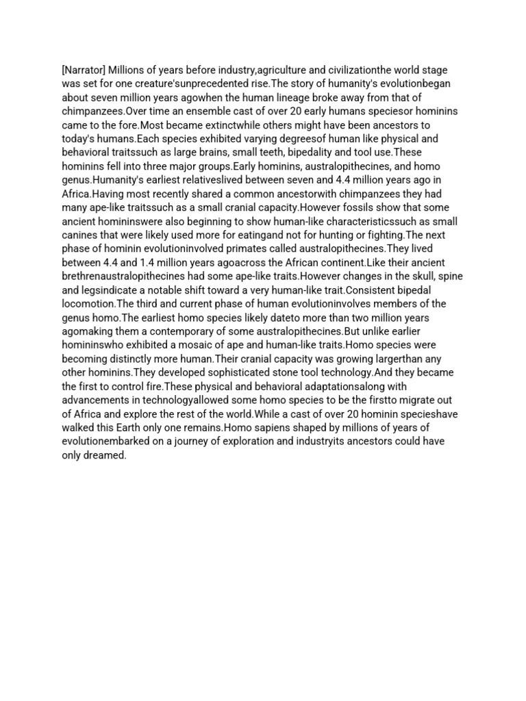 Evolution of Early Human Species | PDF