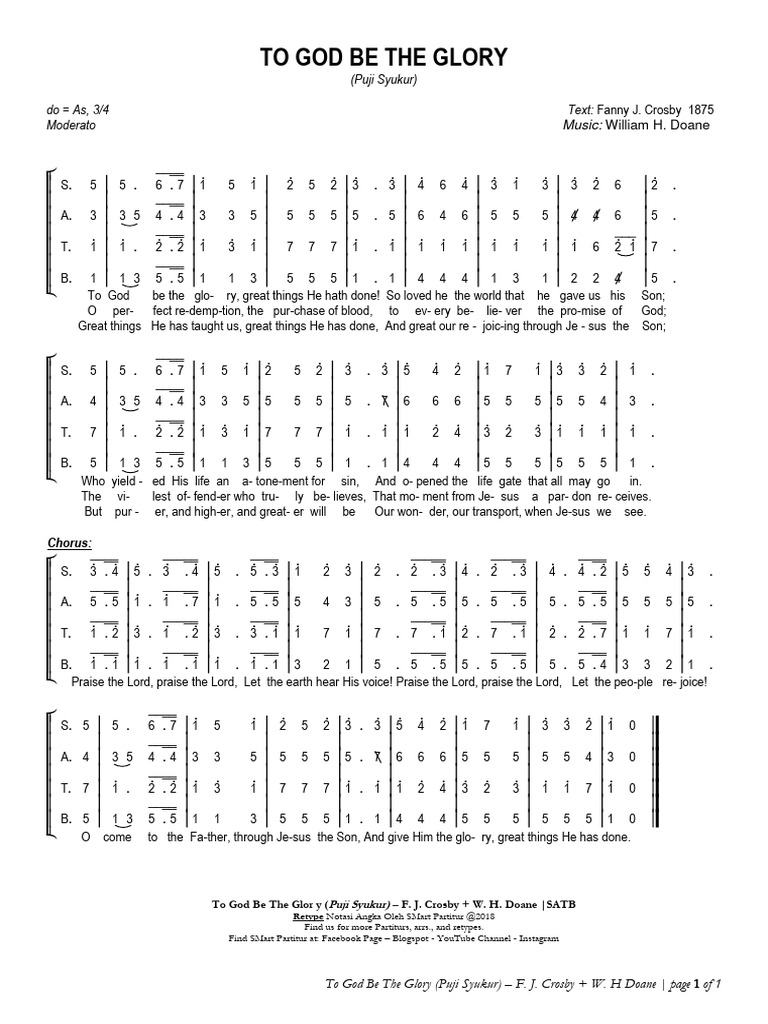 To God Be The Glory Sheet Music | PDF