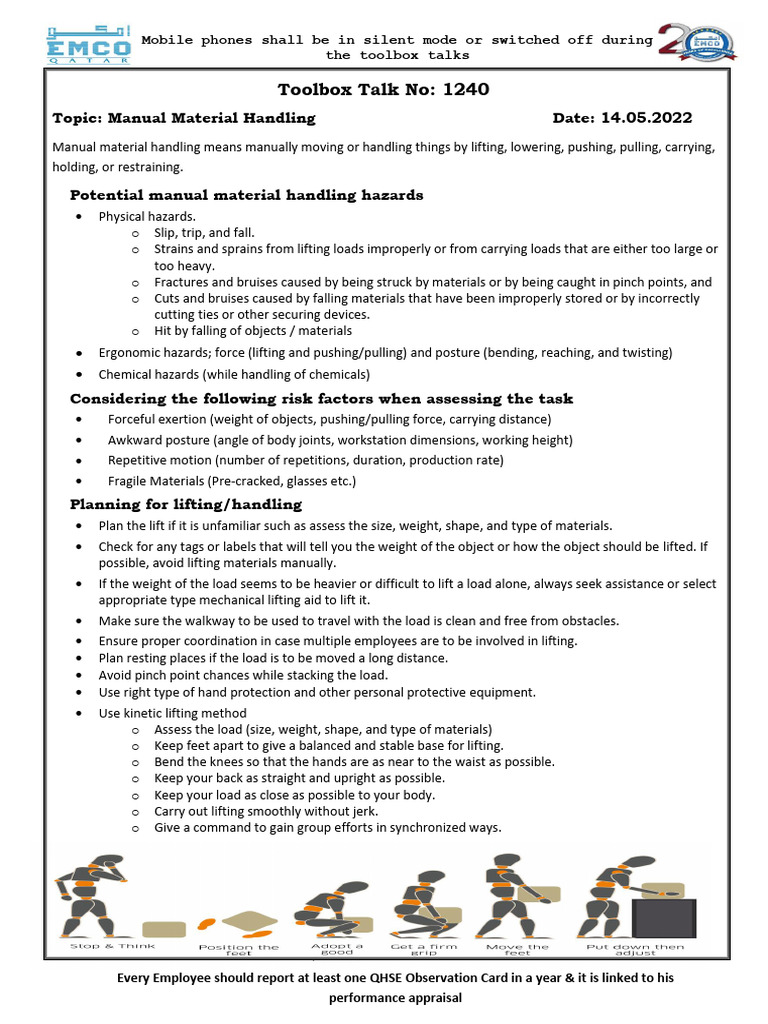 TBT 1240 Manual Material Handling PDF