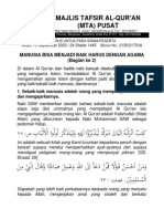 Majlis Tafsir Al-Qur'An (Mta) Pusat: Manusia Bisa Menjadi Baik Harus Dengan Agama (Bagian Ke 2)