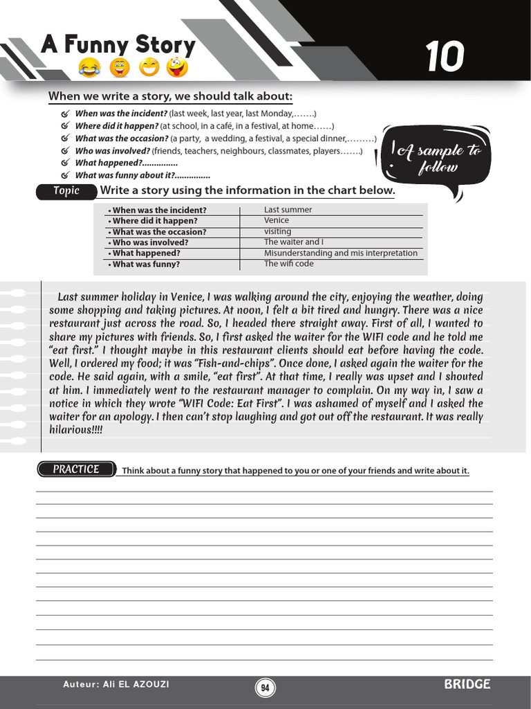 10a Funny Story Summary and Practice PDF