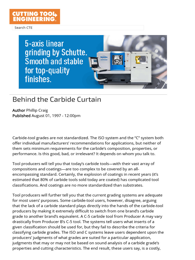 Behind The Carbide Curtain Cutting Tool Engineering PDF