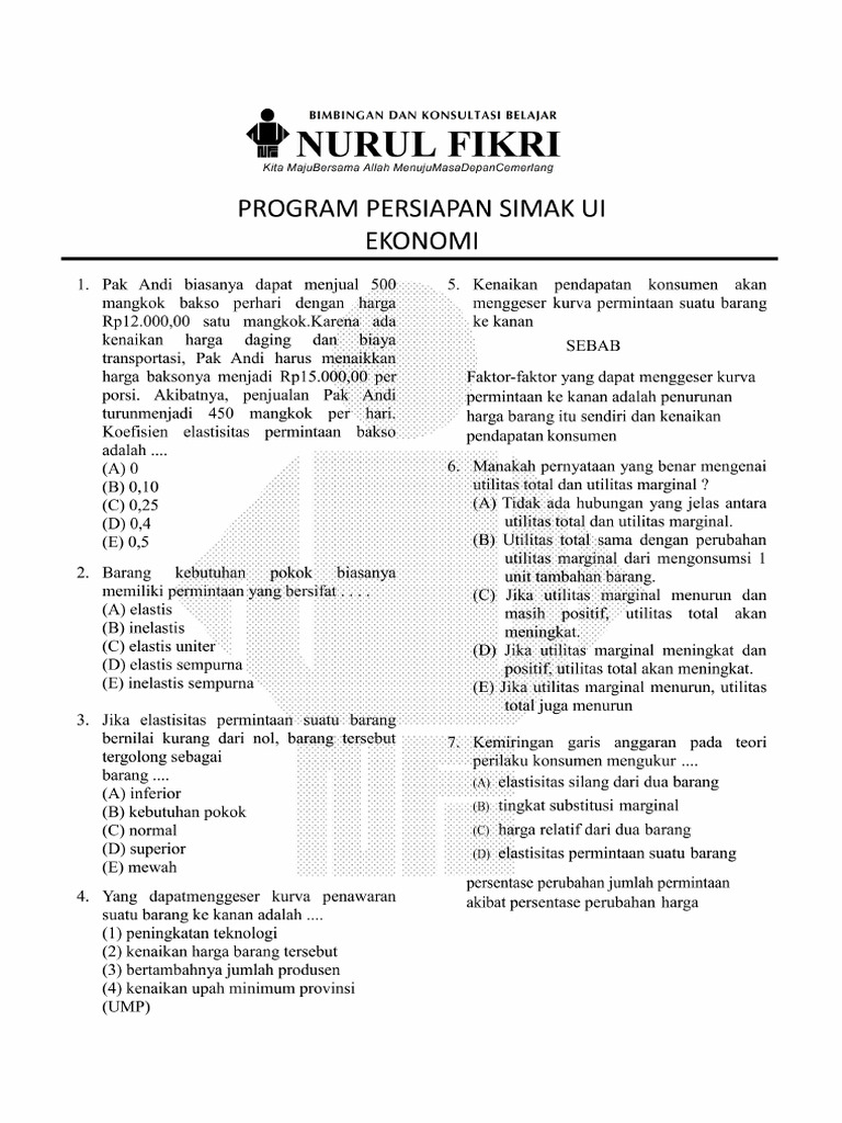 Soal Simak Ui Ekonomi PDF | PDF
