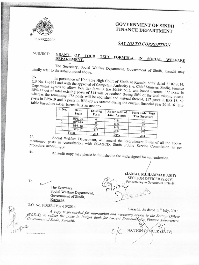 Four Tier For Social Welfare Department | PDF