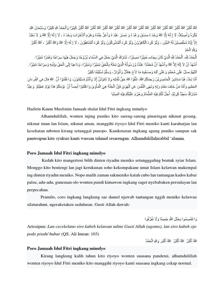 Teks Khotbah Hari Raya Idul Fitri 1444-1 | PDF