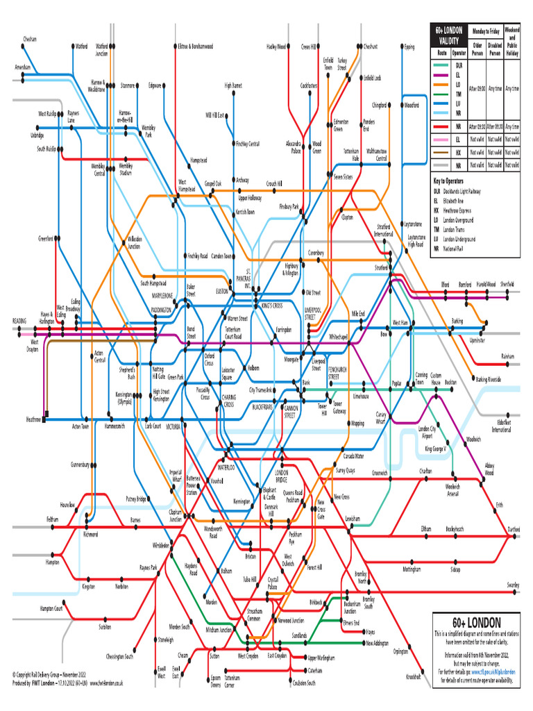 60 Plus London Free Travel National Rail Map PDF